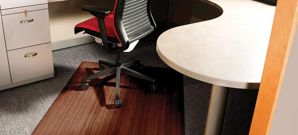 Bamboo Office Chair Mats No Lip- Standard Dark Cherry Color-Choose From 4  Sizes - Decorate With Bamboo